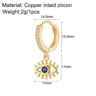 Cute Heart Turkish Evil Eye Hoop σκουλαρίκια για γυναίκες Χρυσό χρώμα New In Ear Dange Κοσμήματα Ζιργκόν Κορεατική Μόδα Υψηλής Ποιότητας