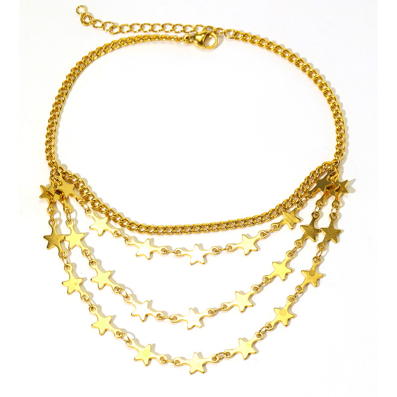 Nerūdijančio plieno kulkšnis Puošnus kabantis sluoksniuotas žvaigždės smulkūs aksesuarai Klasikinė madinga kulkšnies apyrankė moterims Papuošalai Banketai Prabangus