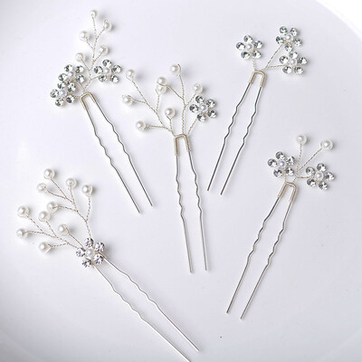 3/5 /9 Κομμάτια Γυναικείο μεταλλικό κλιπ μαλλιών με βελόνα σε σχήμα U, μαργαριτάρι νυφικό κλιπ μαλλιών, εργαλείο σχεδίασης χτενίσματος γάμου