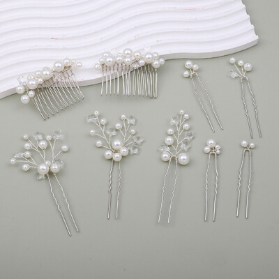 3/5 /9 Κομμάτια Γυναικείο μεταλλικό κλιπ μαλλιών με βελόνα σε σχήμα U, μαργαριτάρι νυφικό κλιπ μαλλιών, εργαλείο σχεδίασης χτενίσματος γάμου