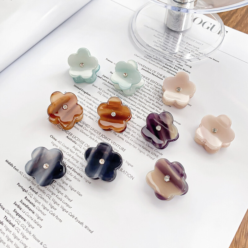 Ins Promoție 2,5 cm Mini agrafă de păr cu flori Fashon 2 buc/set Drăguț cu strasuri Acid acetic Rechin Clip pentru femeie fete