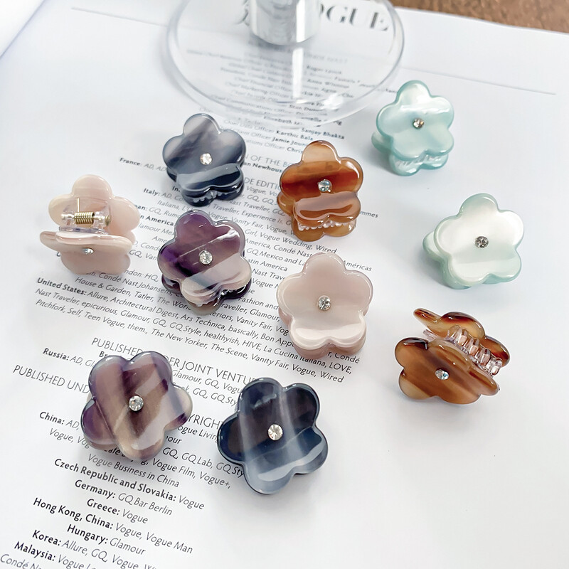 Ins Promoție 2,5 cm Mini agrafă de păr cu flori Fashon 2 buc/set Drăguț cu strasuri Acid acetic Rechin Clip pentru femeie fete