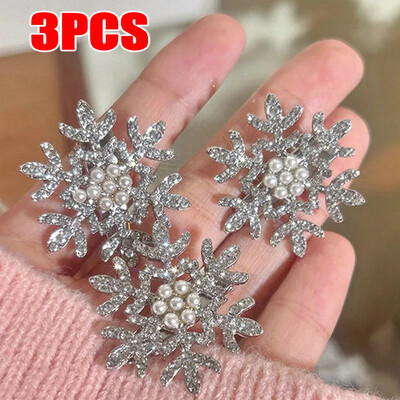 Snaigės krištoliniai plaukų segtukai Korėjos moterų spindinčios perlų gėlės plaukų segtukai Barrette mergaičių vestuvės Išskirtiniai galvos apdangalai plaukams papuošalai