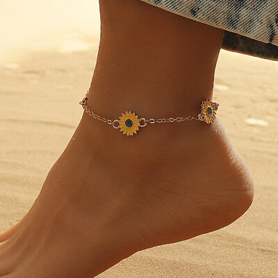 Γυναικεία αξεσουάρ δώρου 2022 New Alloy Sunflower Chain Minimalist Daisy Feet