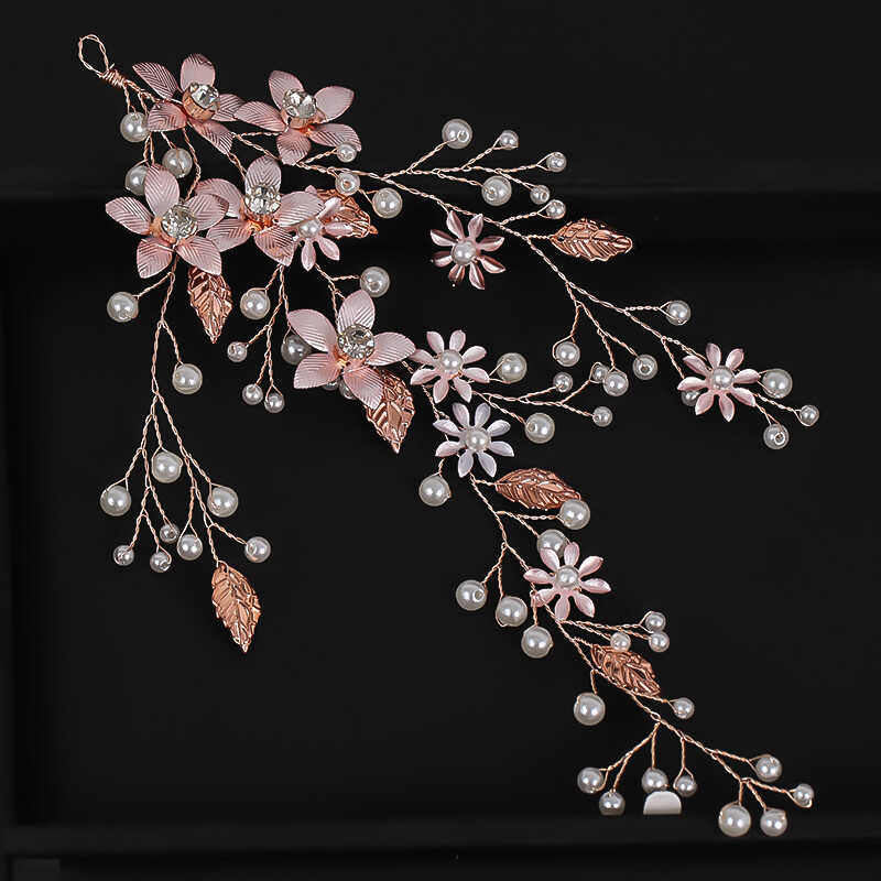 Bentite cu flori de moda Culoare argintie Aur roz Perle Cristal Femei Mireasa Nunta Accesorii pentru par Fata Bentita Tiara Bijuterii