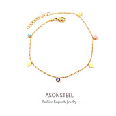 ASONSTEEL Turkey Blue Evil Cat Eyes bokalánc karkötő rozsdamentes acél varázslat gyöngyös láblánc bokalánc a lábon női strandékszer