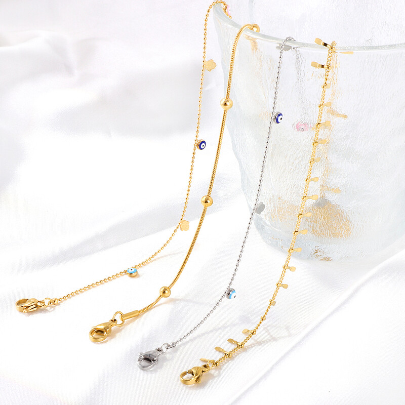 ASONSTEEL Turkey Blue Evil Cat Eyes bokalánc karkötő rozsdamentes acél varázslat gyöngyös láblánc bokalánc a lábon női strandékszer