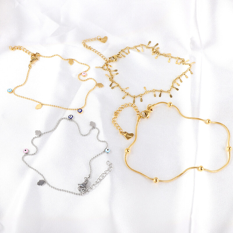 ASONSTEEL Turkey Blue Evil Cat Eyes bokalánc karkötő rozsdamentes acél varázslat gyöngyös láblánc bokalánc a lábon női strandékszer