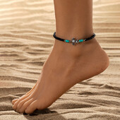 Broaște țestoase colorate cu margele pentru femei Lanțuri de frânghie elastică Brățară de gleznă reglabilă Bijuterii pentru plajă Accesorii pentru vacanța de vară