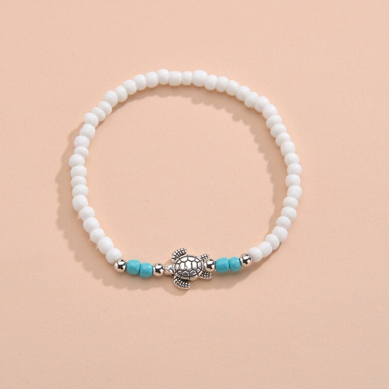 Broaște țestoase colorate cu margele pentru femei Lanțuri de frânghie elastică Brățară de gleznă reglabilă Bijuterii pentru plajă Accesorii pentru vacanța de vară