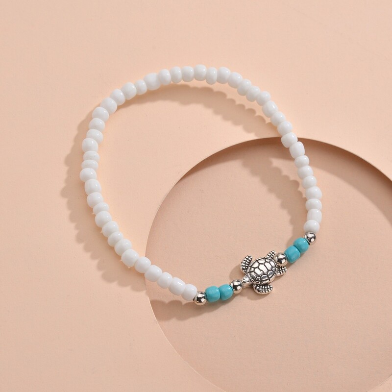 Broaște țestoase colorate cu margele pentru femei Lanțuri de frânghie elastică Brățară de gleznă reglabilă Bijuterii pentru plajă Accesorii pentru vacanța de vară