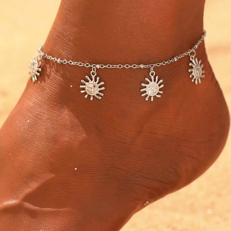Oțel inoxidabil gleznă clasică modă soare pandantiv înfășurare design gleznă pentru femei bijuterii favoruri de petrecere recomandări nou