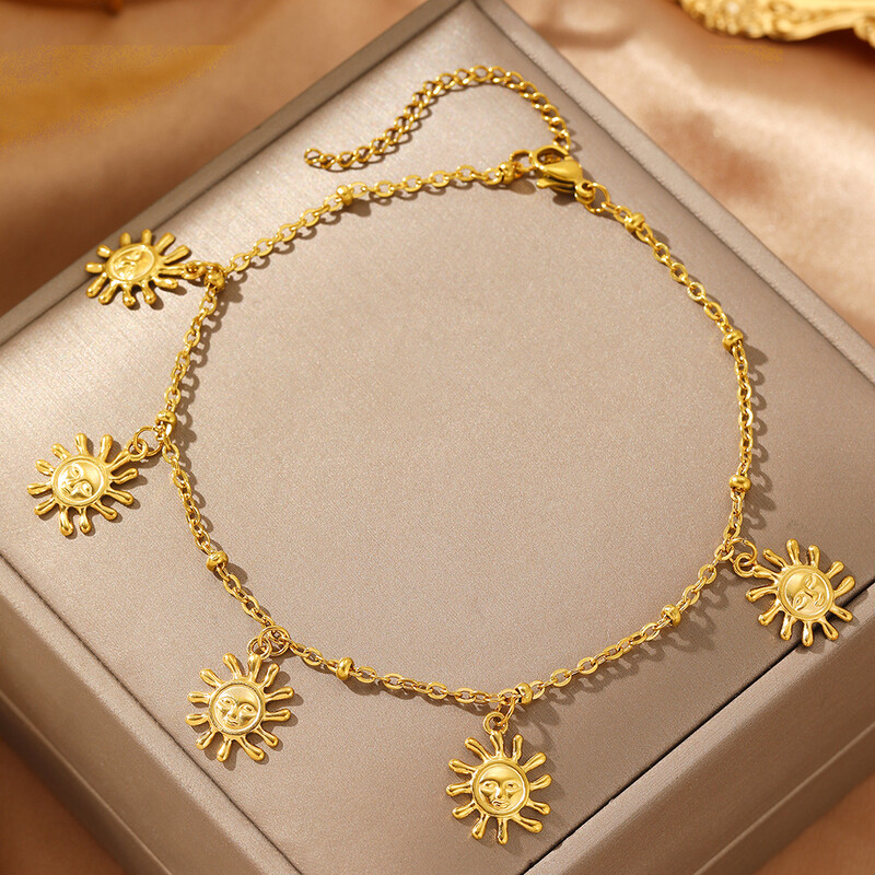 Oțel inoxidabil gleznă clasică modă soare pandantiv înfășurare design gleznă pentru femei bijuterii favoruri de petrecere recomandări nou