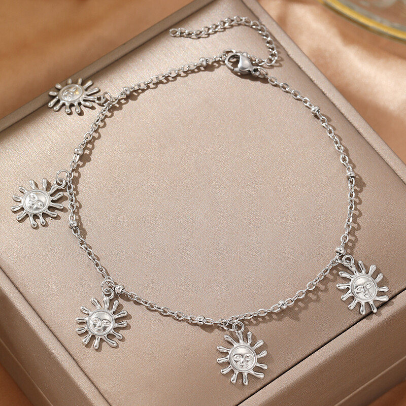 Oțel inoxidabil gleznă clasică modă soare pandantiv înfășurare design gleznă pentru femei bijuterii favoruri de petrecere recomandări nou