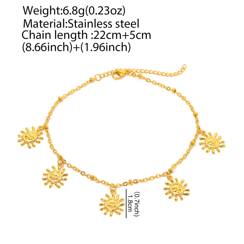 Oțel inoxidabil gleznă clasică modă soare pandantiv înfășurare design gleznă pentru femei bijuterii favoruri de petrecere recomandări nou