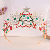 Ziua de Crăciun Coroană Mireasă Coroană de cristal multicoloră Din aliaj metalic Tiara de nuntă Pentru petrecere Bijuterii Accesorii pentru păr de înaltă calitate