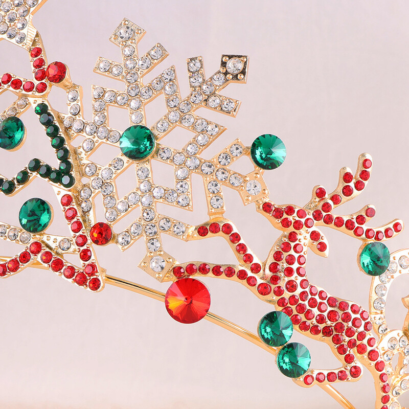Ziua de Crăciun Coroană Mireasă Coroană de cristal multicoloră Din aliaj metalic Tiara de nuntă Pentru petrecere Bijuterii Accesorii pentru păr de înaltă calitate