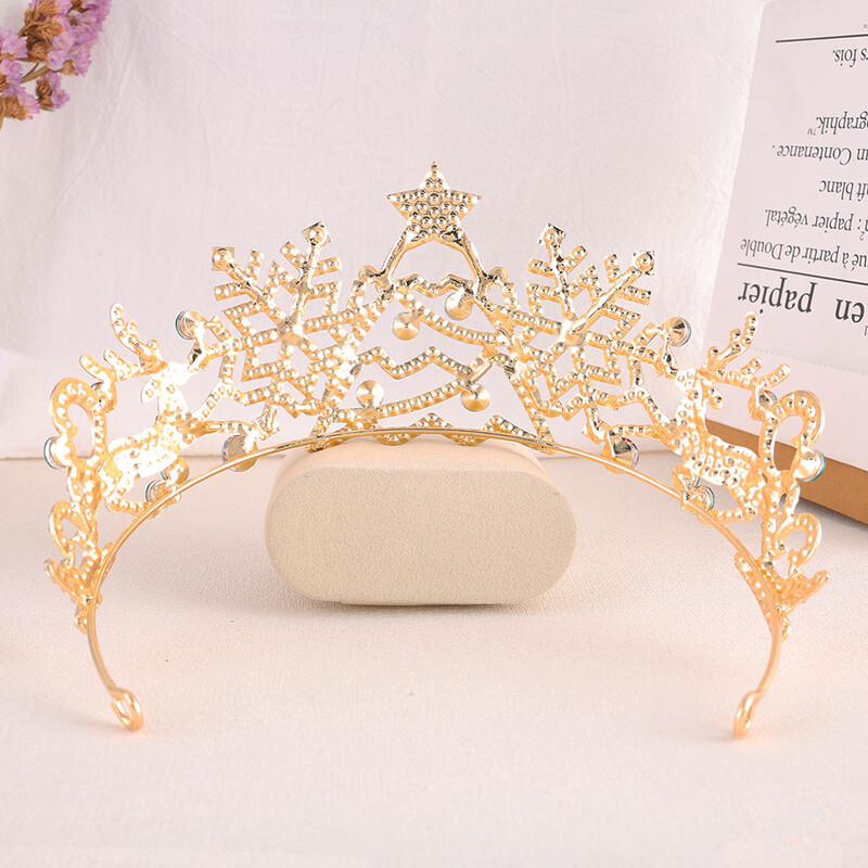 Ziua de Crăciun Coroană Mireasă Coroană de cristal multicoloră Din aliaj metalic Tiara de nuntă Pentru petrecere Bijuterii Accesorii pentru păr de înaltă calitate