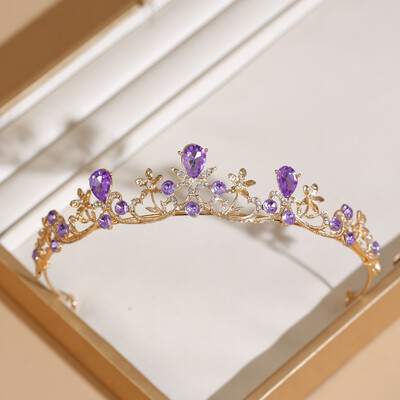 Nuotakos įvairiaspalvė karūnėlė tiara moderni minimalistinio baroko krištolo karūna plaukų aksesuarai vestuvinių suknelių aksesuarai