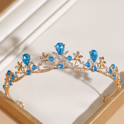 Nuotakos įvairiaspalvė karūnėlė tiara moderni minimalistinio baroko krištolo karūna plaukų aksesuarai vestuvinių suknelių aksesuarai