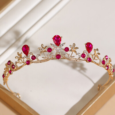 Nuotakos įvairiaspalvė karūnėlė tiara moderni minimalistinio baroko krištolo karūna plaukų aksesuarai vestuvinių suknelių aksesuarai