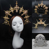 Tiara baroc de epocă Lolita Fecioară Halo Coroană Bandă Gotic Vintage Cos Props Biserică Pachet de materiale DIY superb