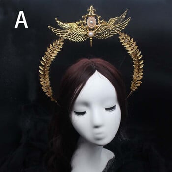 Винтидж барокова тиара Лолита Virgin Halo Crown лента за глава Gothic Vintage Cos реквизит Църква Прекрасен пакет от материали Направи си сам