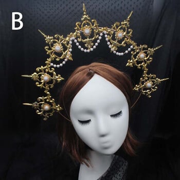 Винтидж барокова тиара Лолита Virgin Halo Crown лента за глава Gothic Vintage Cos реквизит Църква Прекрасен пакет от материали Направи си сам