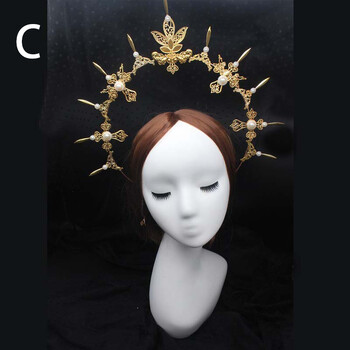 Винтидж барокова тиара Лолита Virgin Halo Crown лента за глава Gothic Vintage Cos реквизит Църква Прекрасен пакет от материали Направи си сам