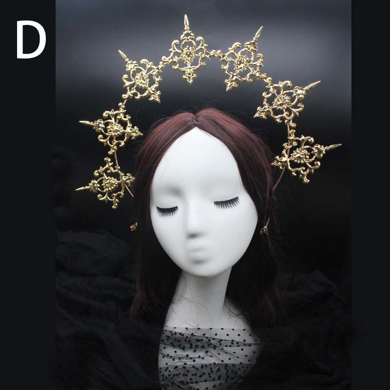 Tiara baroc de epocă Lolita Fecioară Halo Coroană Bandă Gotic Vintage Cos Props Biserică Pachet de materiale DIY superb
