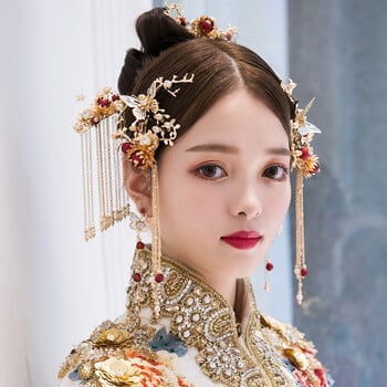 Дамски гребени за коса Hanfu Традиционни китайски сватбени аксесоари за коса Лента за глава Пръчка за глава Бижута за глава Булчинска игла за глава