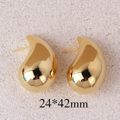 Vintažinės auksinės spalvos vandens lašelių auskarai moterims Madingi metaliniai blizgūs stori stambūs ašariniai auskarai papuošalai dovanos