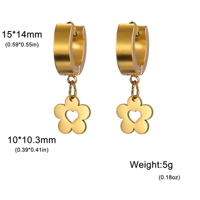 Skyrim Kpop Cercei cu picătură cu flori pentru femei, cercei cu cerc din oțel inoxidabil, de culoare aurie, bijuterii de nuntă, cadou de modă boemă.