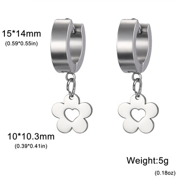 Skyrim Kpop Cercei cu picătură cu flori pentru femei, cercei cu cerc din oțel inoxidabil, de culoare aurie, bijuterii de nuntă, cadou de modă boemă.