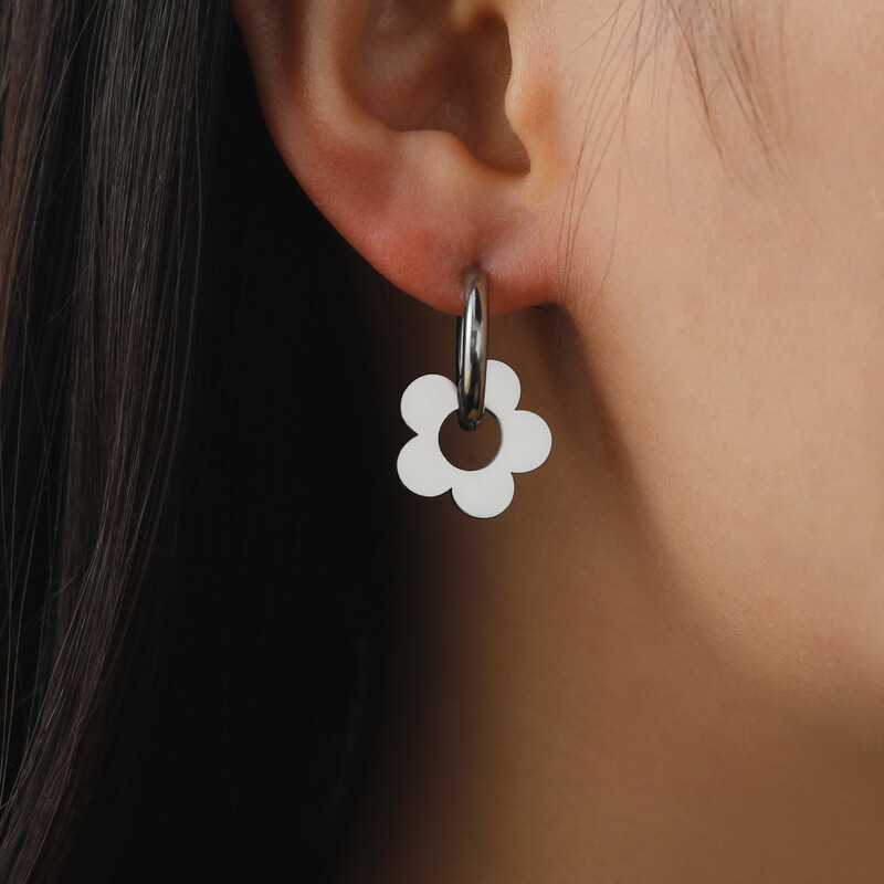 Skyrim Kpop Cercei cu picătură cu flori pentru femei, cercei cu cerc din oțel inoxidabil, de culoare aurie, bijuterii de nuntă, cadou de modă boemă.