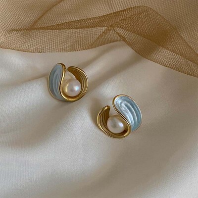 Korėjos baltos alyvos apvalūs auskarai moterims Išskirtiniai putojantys kristaliniai geometriniai apvalūs auskarai vakarėlio papuošalai