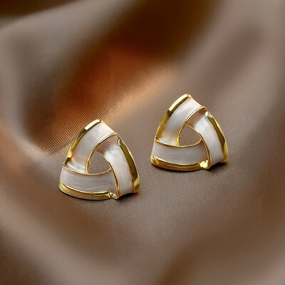 Korėjos baltos alyvos apvalūs auskarai moterims Išskirtiniai putojantys kristaliniai geometriniai apvalūs auskarai vakarėlio papuošalai