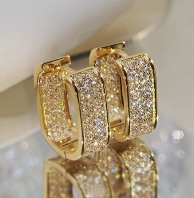 Aukso sidabro spalvos apvalios ausų smeigtukai moterims/vyrams Madingi 4 letenai Blizgūs Kalnų krištolo auskarai Pankų Prabangaus Dizaino Papuošalai Dovana