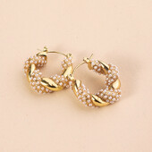 Cercei din oțel inoxidabil în formă de U în formă de U cu zircon, cercei din oțel inoxidabil, bijuterii, cercei