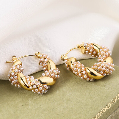 Cercei din oțel inoxidabil în formă de U în formă de U cu zircon, cercei din oțel inoxidabil, bijuterii, cercei