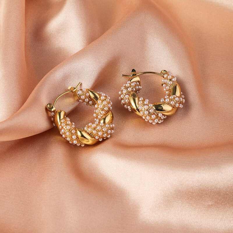 Cercei din oțel inoxidabil în formă de U în formă de U cu zircon, cercei din oțel inoxidabil, bijuterii, cercei