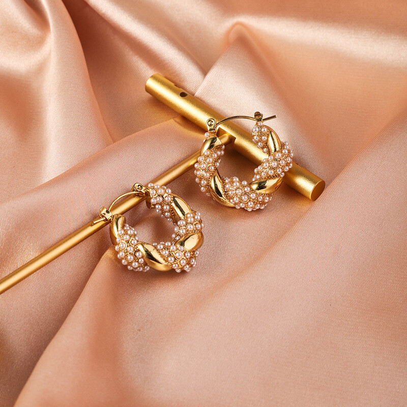 Cercei din oțel inoxidabil în formă de U în formă de U cu zircon, cercei din oțel inoxidabil, bijuterii, cercei