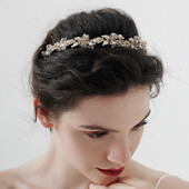Bentiță cu flori de cristal retro Bijuterii de păr Coroana foto de nuntă pentru femei Accesorii de păr Benzite de păr de mireasă lucrate manual