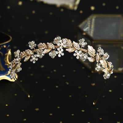 Bentiță cu flori de cristal retro Bijuterii de păr Coroana foto de nuntă pentru femei Accesorii de păr Benzite de păr de mireasă lucrate manual