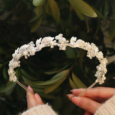 Bentiță cu flori de cristal retro Bijuterii de păr Coroana foto de nuntă pentru femei Accesorii de păr Benzite de păr de mireasă lucrate manual