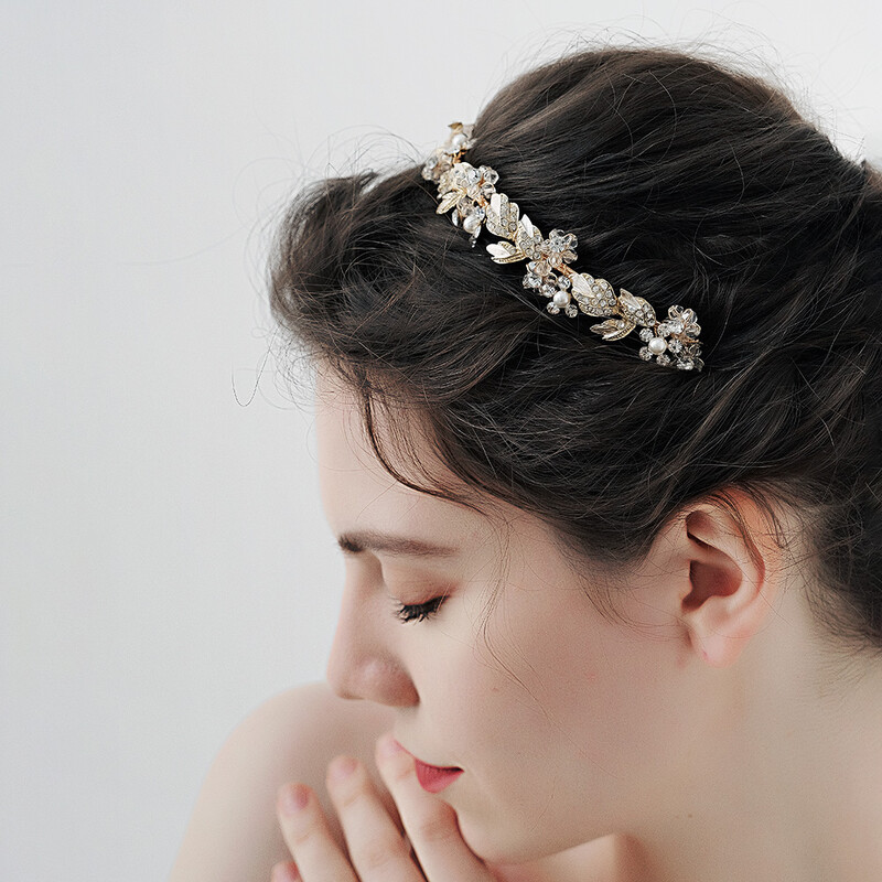 Bentiță cu flori de cristal retro Bijuterii de păr Coroana foto de nuntă pentru femei Accesorii de păr Benzite de păr de mireasă lucrate manual