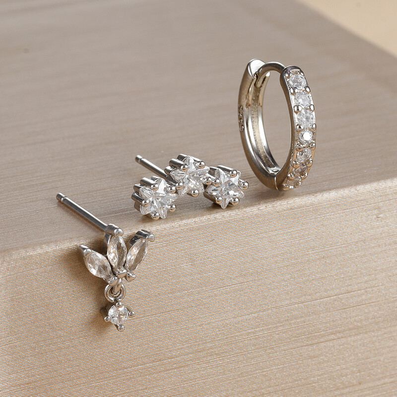 3vnt Prabangus žvaigždžių pakabukų auskarų vėrimo auskarų rinkinys moterims nerūdijančio plieno cirkonio pankrokas auskarai, moteriški papuošalai aretes