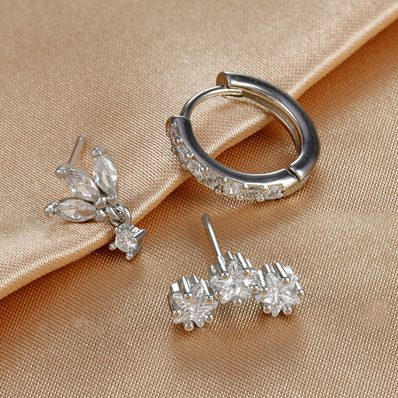 3vnt Prabangus žvaigždžių pakabukų auskarų vėrimo auskarų rinkinys moterims nerūdijančio plieno cirkonio pankrokas auskarai, moteriški papuošalai aretes