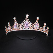 Barokk Rózsaszín Kristály Esküvői Koronakirálynő Hercegnő Menyasszonyi Tiaras Fejpánt Party Fejdísz Diadem Haj Ékszer Kiegészítők Ajándékok