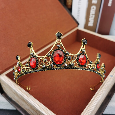 Barokk Rózsaszín Kristály Esküvői Koronakirálynő Hercegnő Menyasszonyi Tiaras Fejpánt Party Fejdísz Diadem Haj Ékszer Kiegészítők Ajándékok